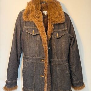 Marvin Richards Brown Faux Fur Denim Jacket